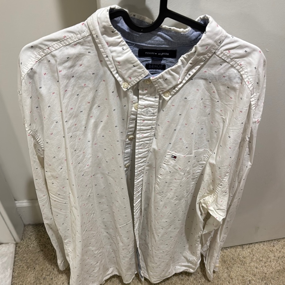 Tommy Hilfiger White Casual Button Down Shirt